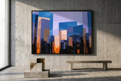 Raumansicht: Architektur Metropolis im Farbenspiel