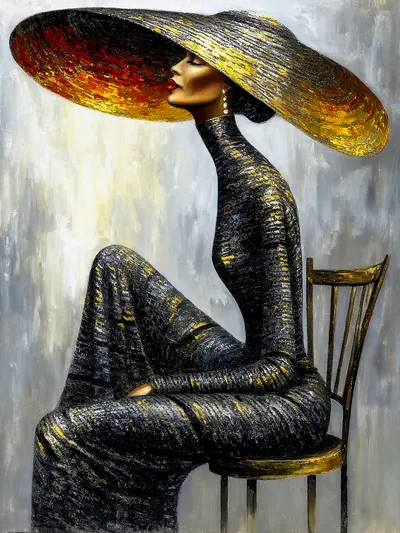Wandbild Motiv: Dame mit großem Hut