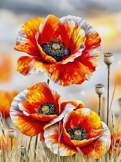 Wandbild Motiv: Mohnblumen Flammende Botanik